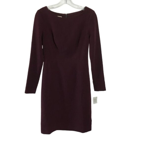 NWT Anne Klein Womens Size 2 Maroon Midweight Crepe Knee-Length Sheath Dress NEW - Picture 1 of 4